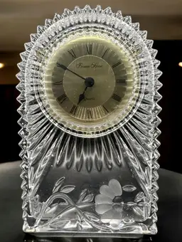 Princess House Lead Crystal Mantel Or Desk Clock Heritage Pattern #096