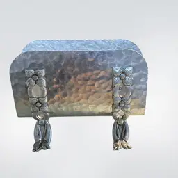 Hammered Aluminum napkin hold With Flowers