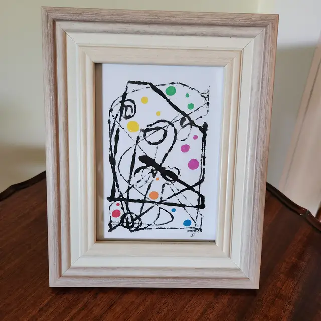 Marble Art On Watercolor Paper Original Signed By The Artist Frame Not Included 5x7