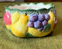 1989 Fitz & Floyd Hand Painted Ceramic Fruit Bowl