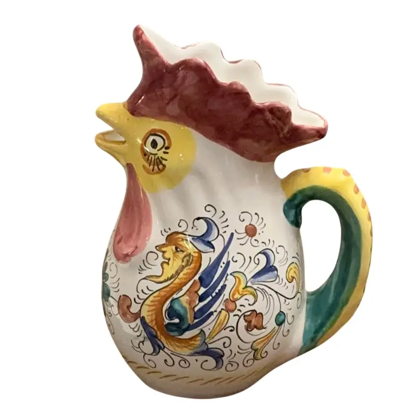 Vintage Ricco Deruta Style Pitcher HP Italian Majolica Ceramic 8 1/2” X 6”