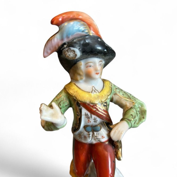Occupied Japan Porcelain Figurine With Fancy Hat And Sword