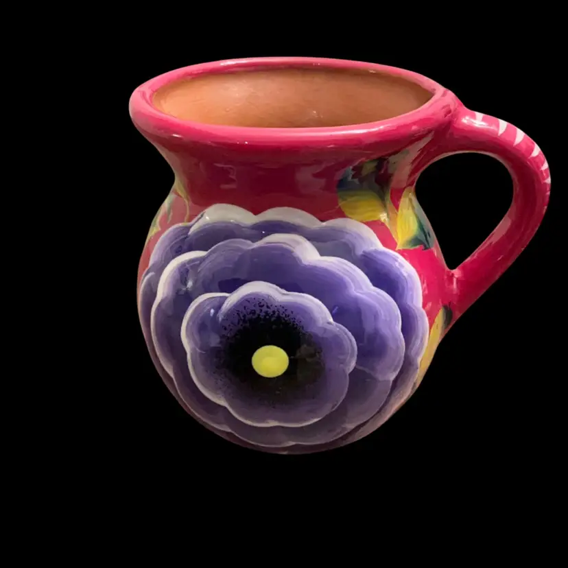 HM Mexican Clay Jarrito Mug HP And Signed 4.25” x 5”(to the handle) 3.25” (mouth opening)