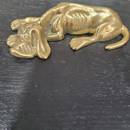 Brass Midcentury Hound Dog Paperweight