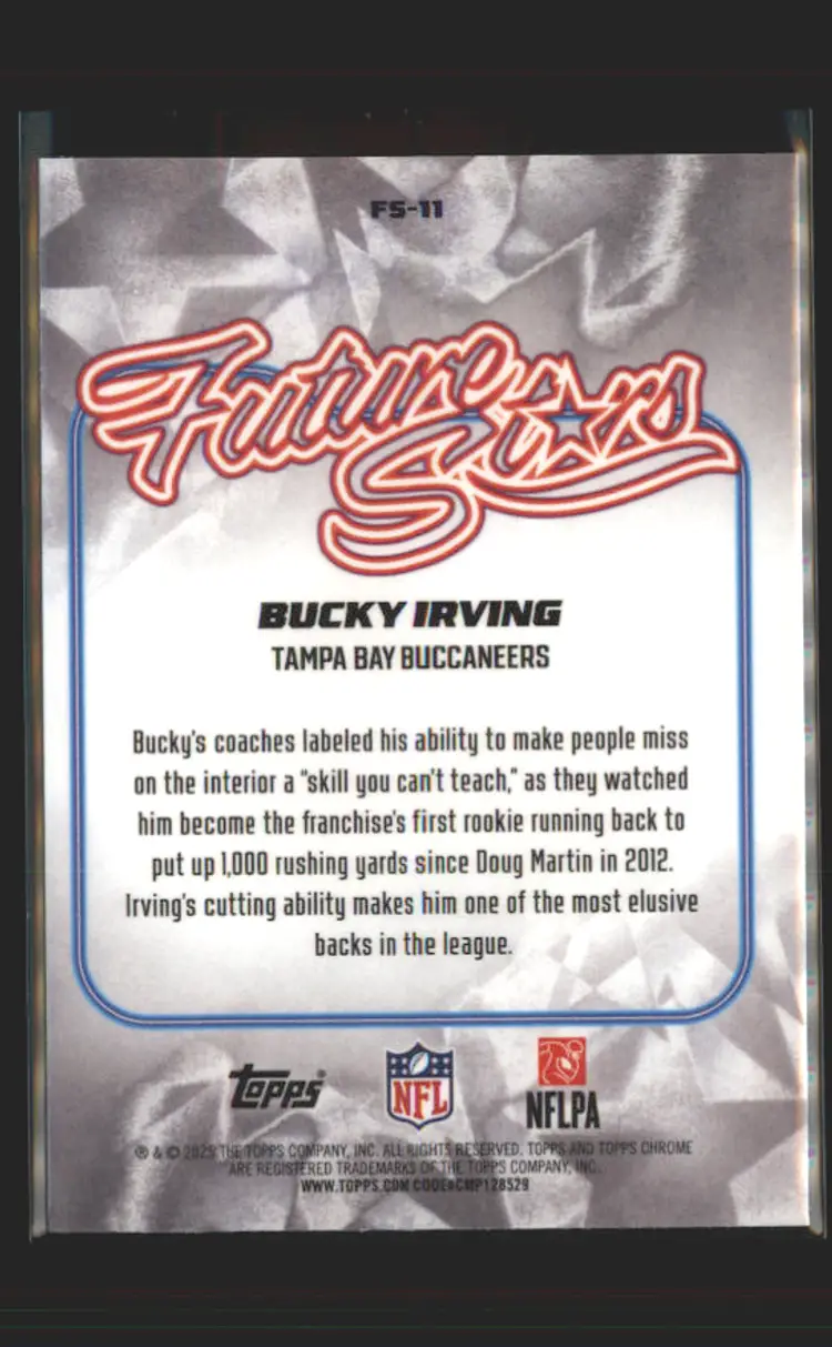 Bucky Irving 2025 Topps Chrome Future Stars #FS-11 - (138) - Tampa Bay Buccaneers