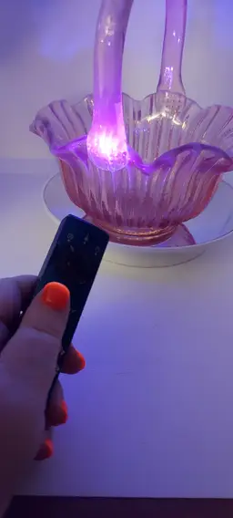 Vintage Pink Opalescent Basket Ribbed Art Glass Scalloped Lip Brides Basket