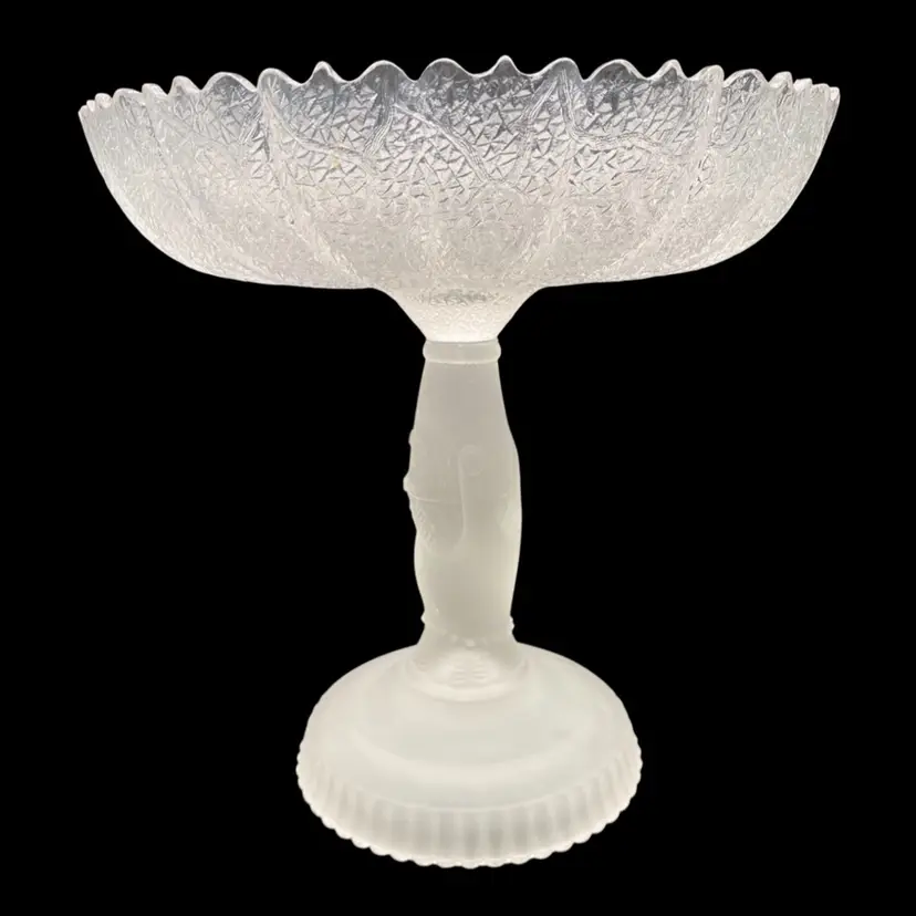 Antique (1880s) Hobbs Brockunier Tree of Life w/Hand, Large Glass Compote, EAPG