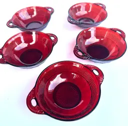 Anchor Hocking Coronation Royal Ruby Red Berry Bowls