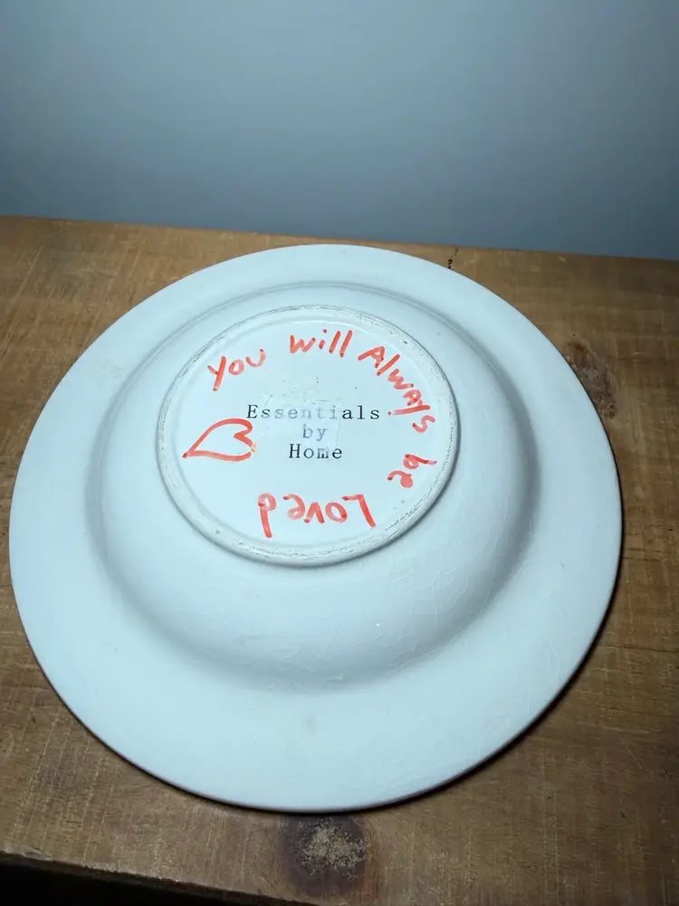 Essentials by Home Hand Painted Bee Ceramic Plate with Rainbow Border