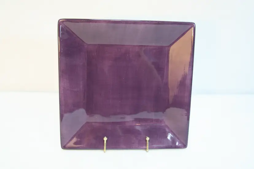 Tabletops Gallery Corsica Purple Orange Square Dessert Bread Salad Plates Set-2