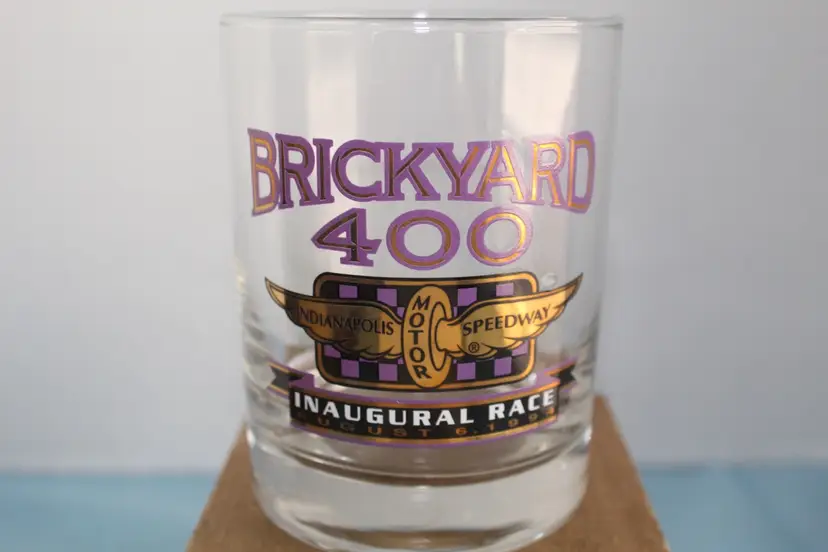 Brickyard 400 Inaugural Race Rocks Glass set of 2 12 Oz