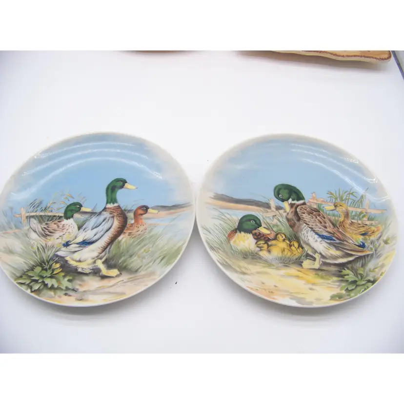 Vintage Hand Painted Mallard Duck Plates, Set of 2 Made in Japan