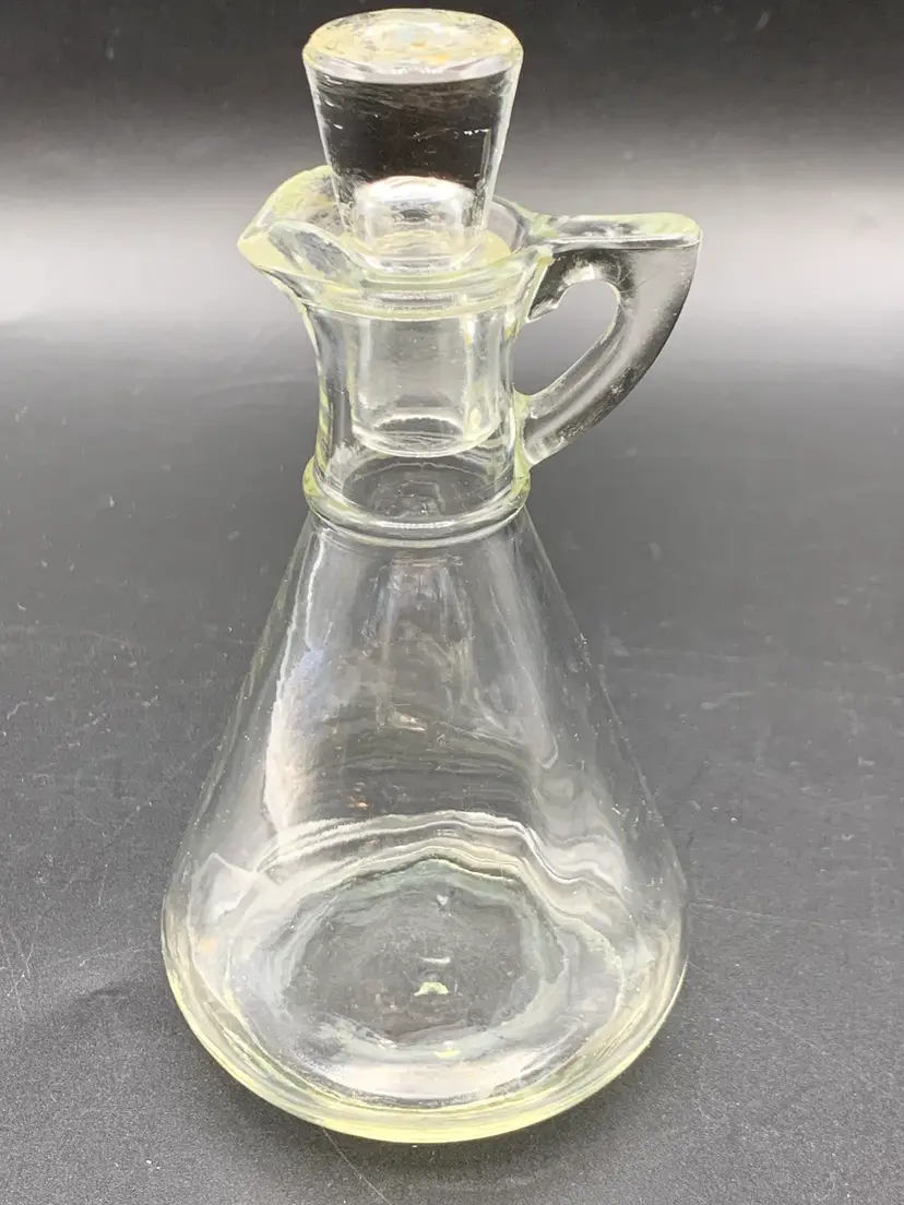 #4 - Vintage Clear Glass Cruet with a Stopper  Handle