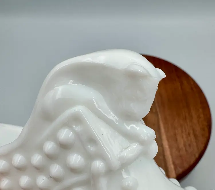 Vintage Fenton Milk Glass Hobnail Cat Head Slipper