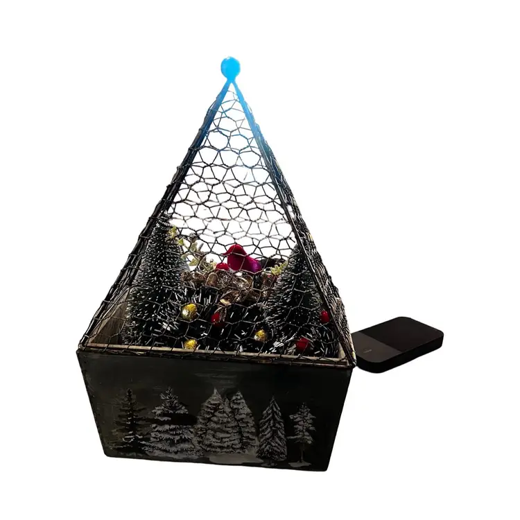 Made By Me Christmas Tree Atrium Holiday Tabletop Decor Hand painted Assemblage