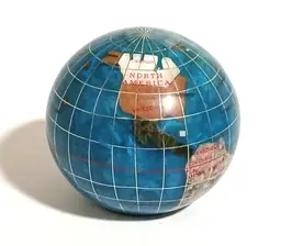 World Globe Paperweight w/Semi Precious Gemstones 3"  round.