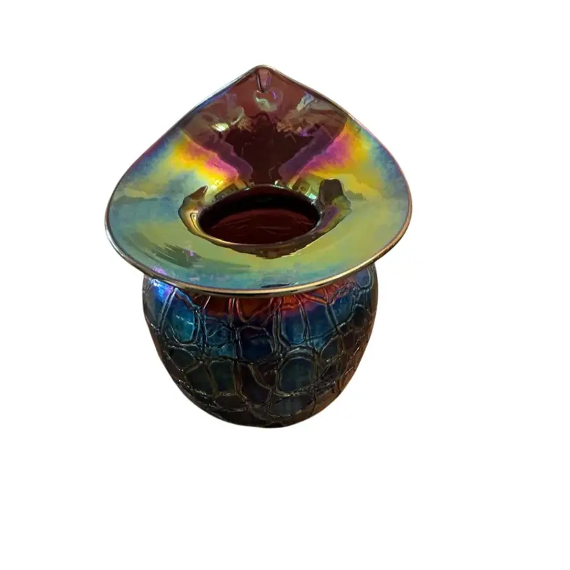 Terry Crider 1979 Iridescent Amethyst Carnival Glass Jack In The Pulpit