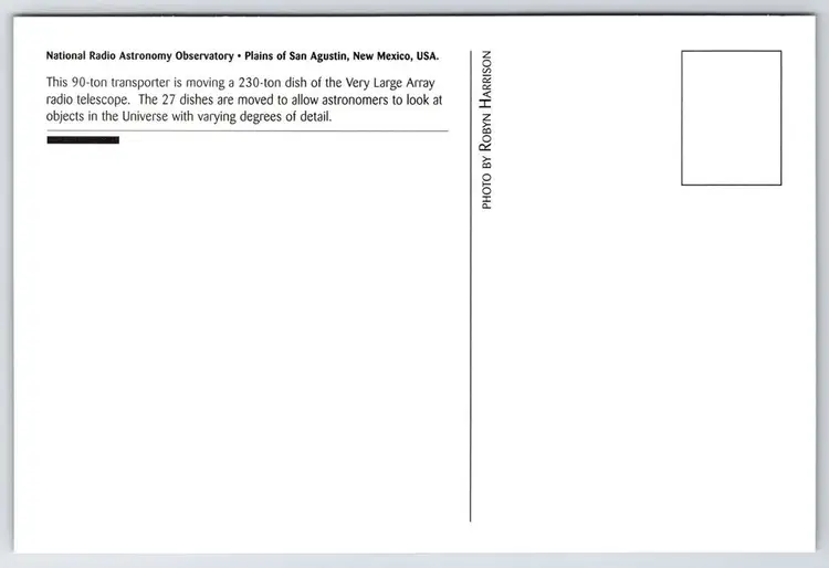 Postcard National Radio Astronomy Observatory San Agustin New Mexico Telescope