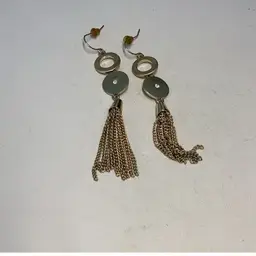 Goldtone Long Earrings Pierced 2 3/4”