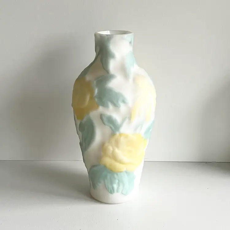 Phoenix Consolidated Milk Glass Cameo Vase - As Is