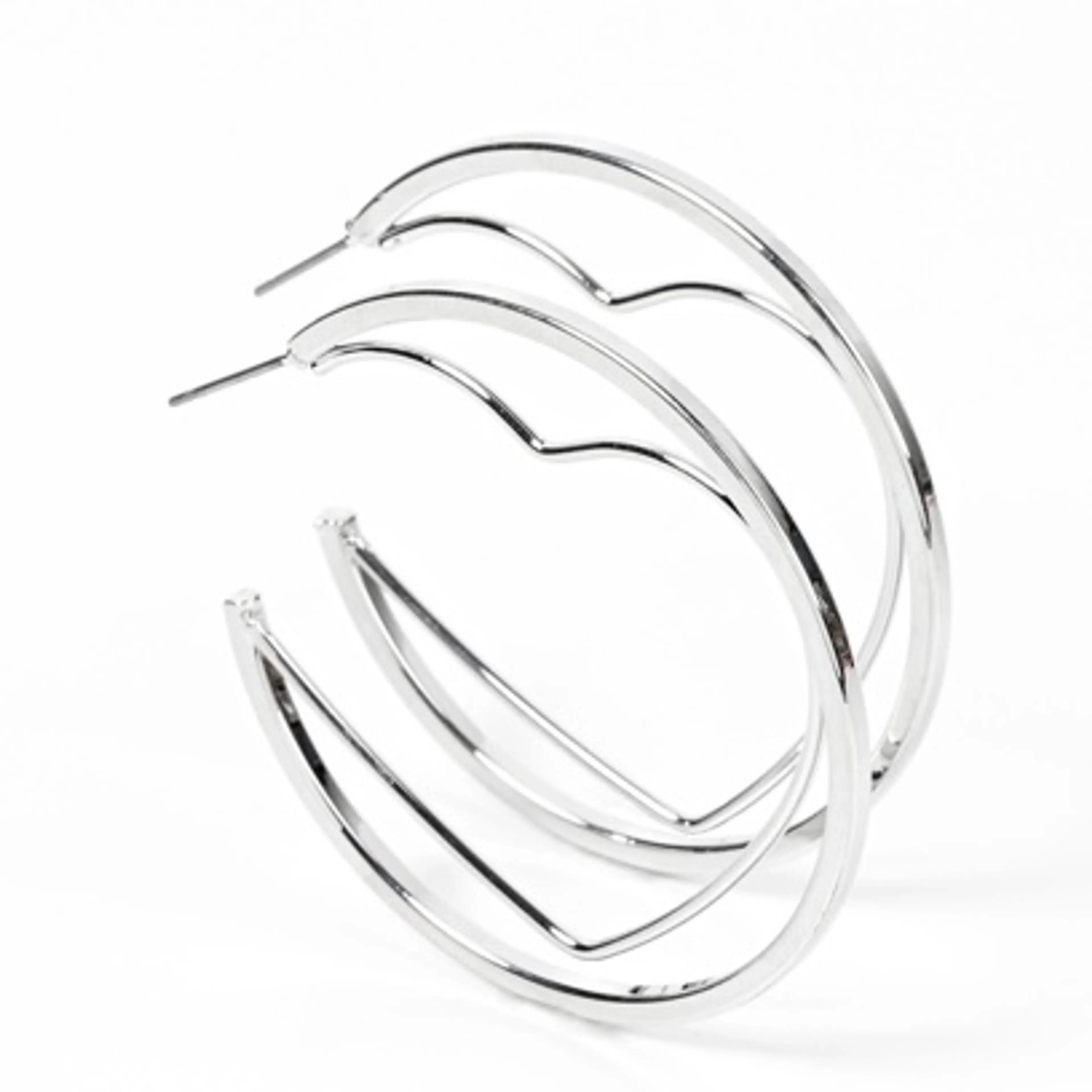 Sleek Silver Double Hoop Earrings