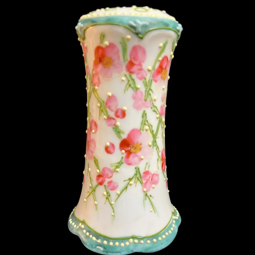 Antique 1880s Nippon Coralene Oriental Moriage Hand Painted Hat Pin Holder