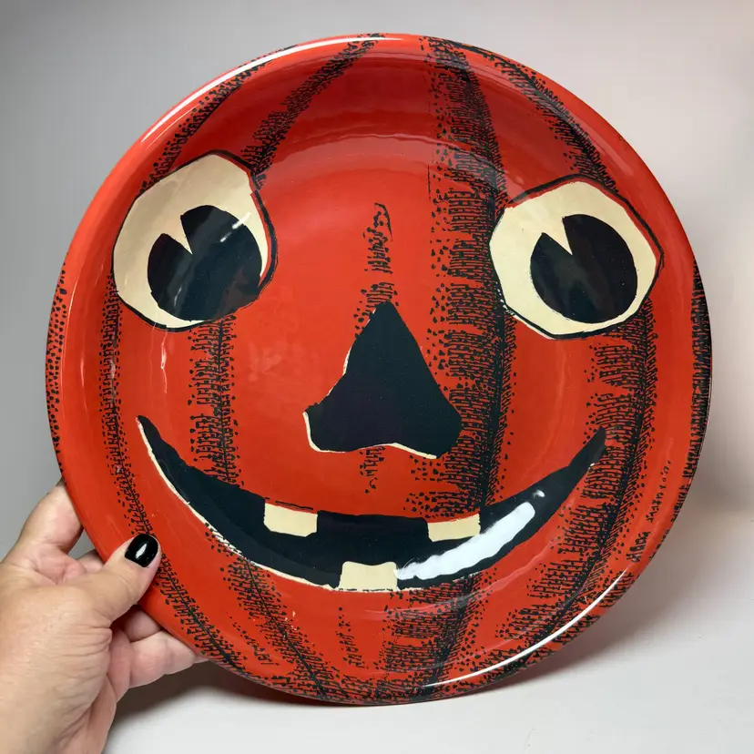 John Derian for Target Large 13.5" Orange Pumpkin Candy Bowl Melamine Halloween