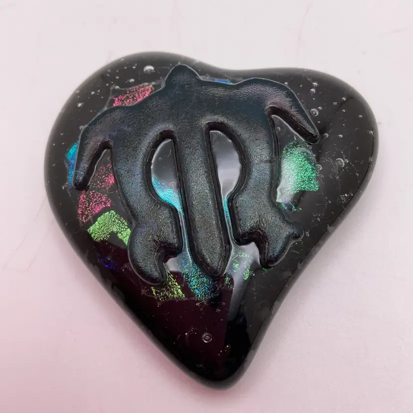 Made by Me! Fused Glass Pocket Heart Turtle on Dichroic 2” Handcrafted Studio Art