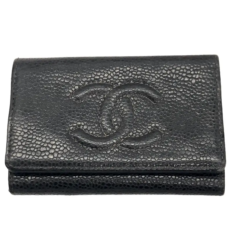 Accessories Key Holder CHANEL Black Caviar Leather 6 Key Holder Case Wallet with Pouch - 4.24"x2.75"