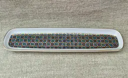 Otagiri Japan Porcelain Office Desk Letter Opener Tray Blue Green Gold Pinwheel