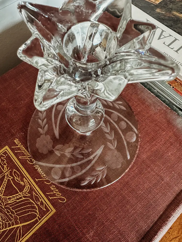 Etched Glass Candlestick