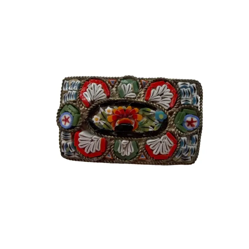 Antique Micro Mosaic Brooch *read