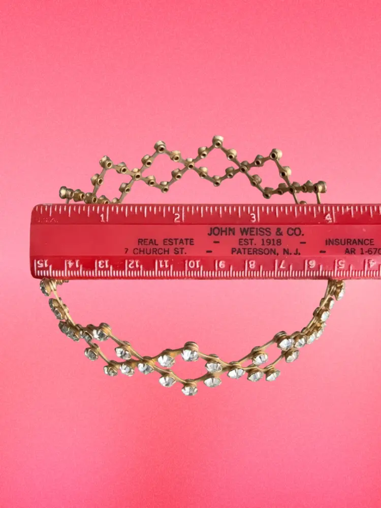 Vintage 1950’s Expandable Rivet & Swedge GoldTone Prong Set Rhinestone Expandable Hair Cage Chignon Bun Holder