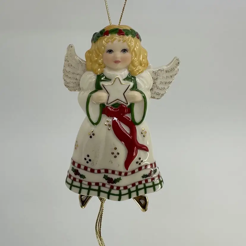 Vintage Lenox Angel Moveable 2003 Holly and Berry Ornament