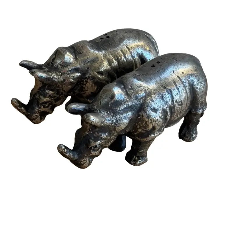 Metal Rhinocerous Salt And Pepper Shakers