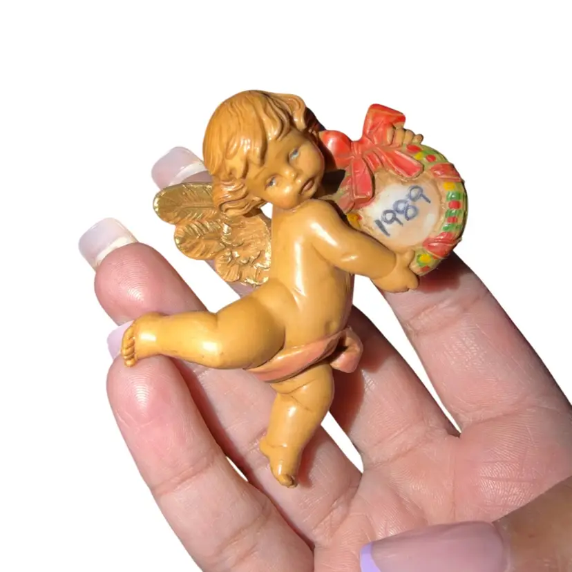 Fontanini Depose Italy Cherub Angel 1989 Wreath Figurine/Ornament by Roman w box