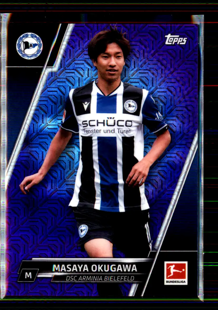 Masaya Okugawa #/250 2021-22 Topps Chrome Bundesliga Japan Blue Refractor #22 - DSC Arminia Bielefeld - (146-309)