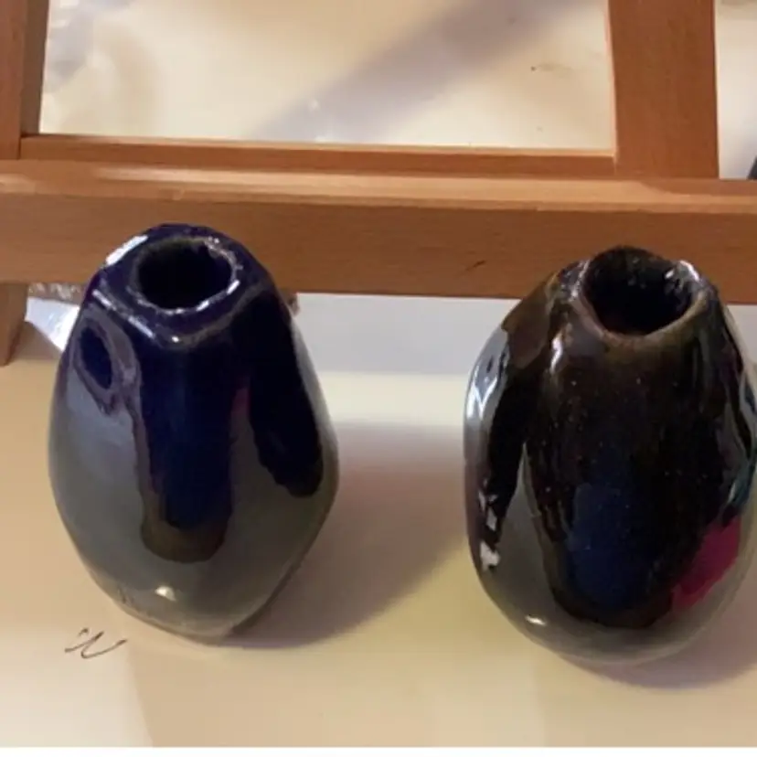 Black And Blue Vases Or Candle Holders