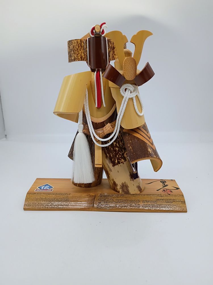 Japanese Folk Art Kabuki Bamboo Samurai Echizen Figurine Display Doll  Noh Craft Signed