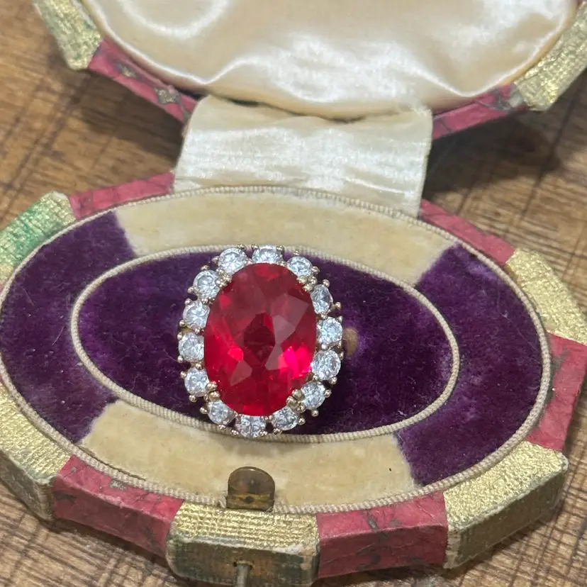 Vermeil Sterling Silver Ruby Ring Size 7.25