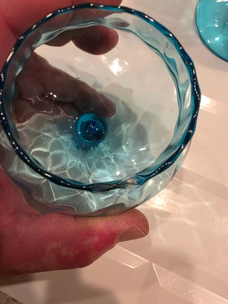 Vintage Empoli Italy  Blue Apothecary Lidded Jar Circus Tent Pedestal Footed 14"