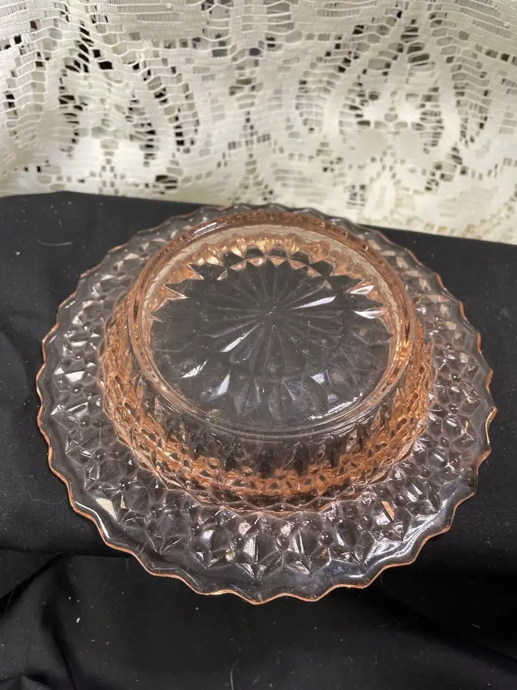 Pink Depression Glass Butter Dish