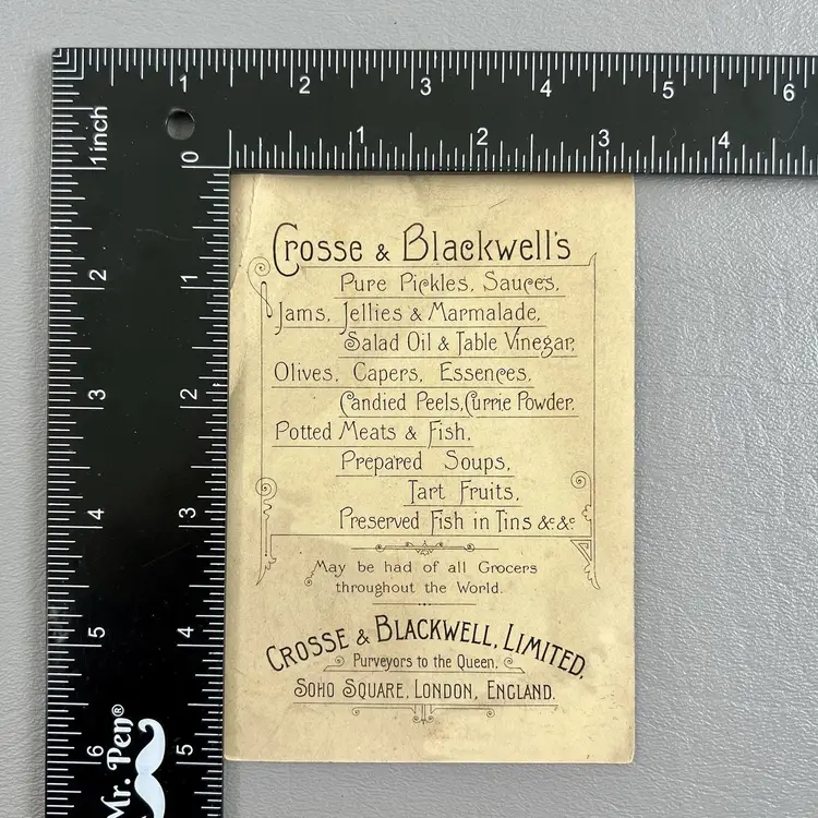 Victorian Trade Card Crosse And Blackwell's Pickles Soho Square London England
