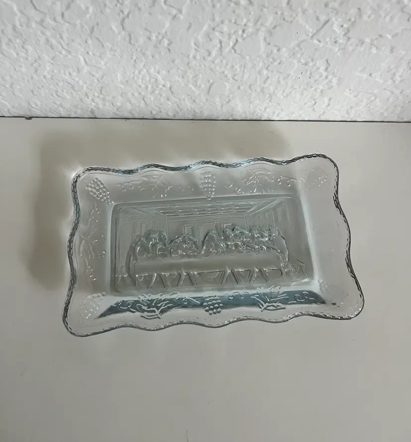 Indiana Glass Tiara The Last Supper Plate/Tray Vintage