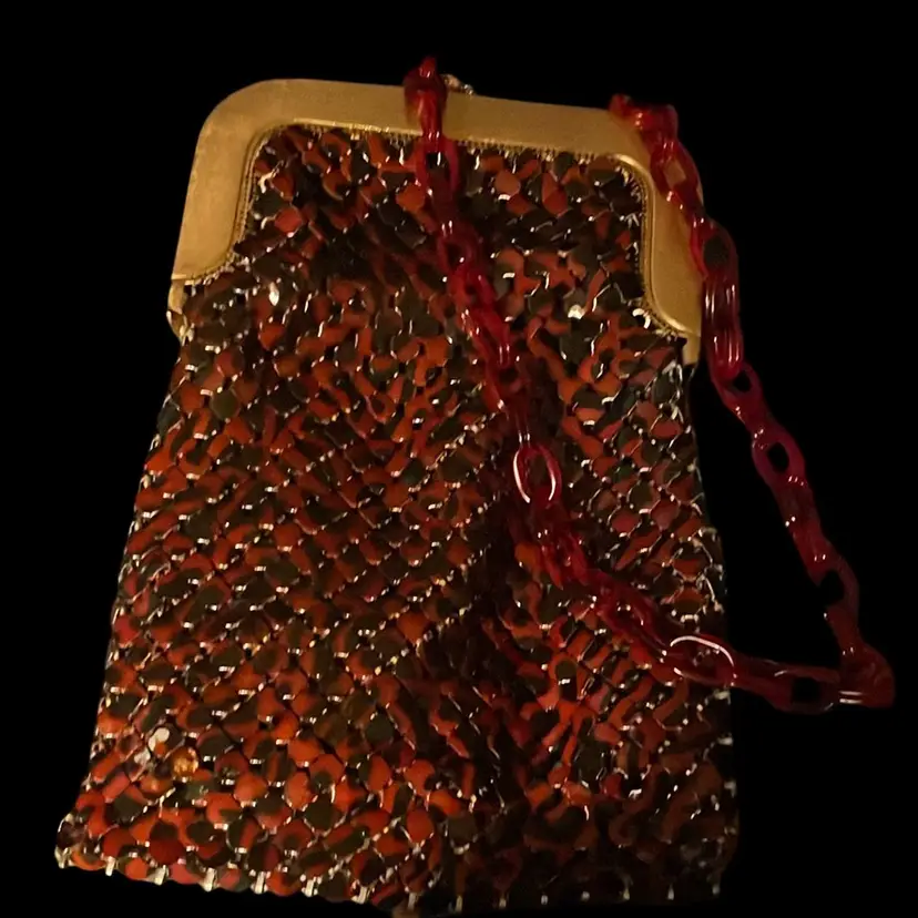 Whiting & Davis Vintage Tortoise Chainmail Bag