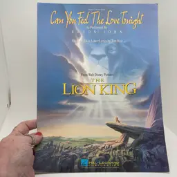 Piano/Guitar Sheet Music CAN YOU FEEL THE LOVE TONIGHT from Walt Disney Pictures THE LION KING by Elton John & Tim Rice 1994 VINTAGE