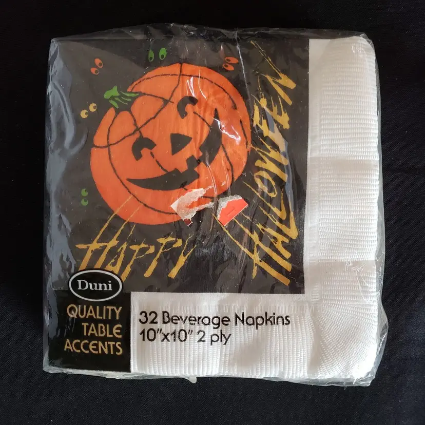Happy Halloween Napkins Unopened New In Package with 32 Beverage Napkins 10" sq.