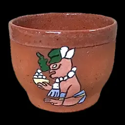 Vintage Yum Kaax Deity Pottery Mug Cup El Salvador Mayan Mythology Southwestern