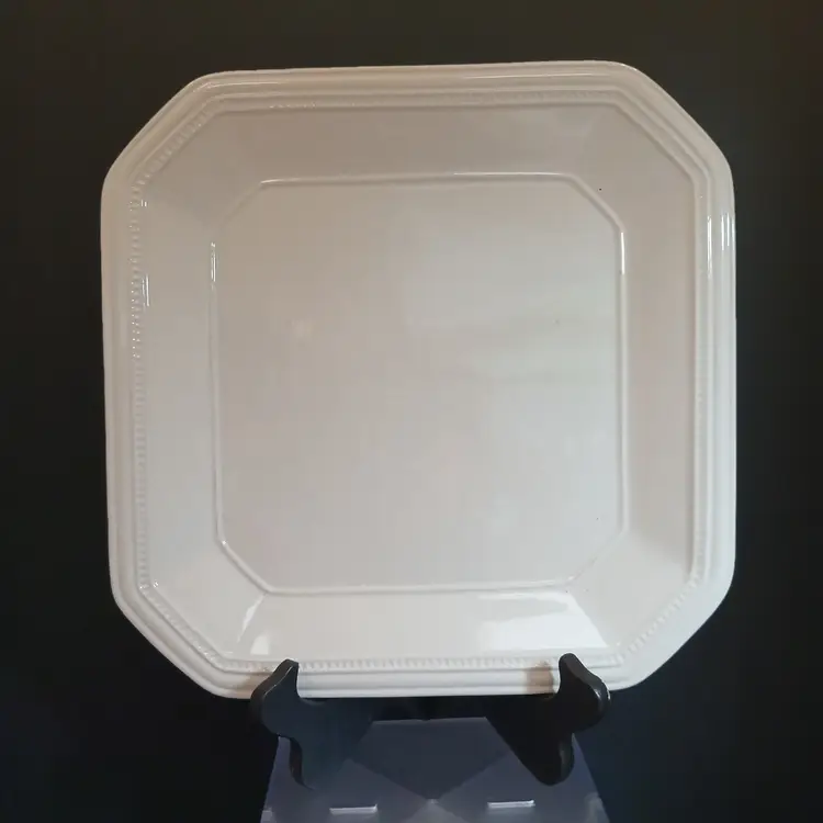 Cindy Crawford "Ellery Blue" Ivory Square Dinner Plate/Platter