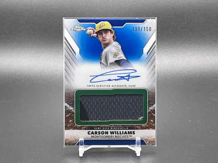 Carson Williams 2025 Pro Debut Blue Patch Auto /150 - Tampa Bay Rays
